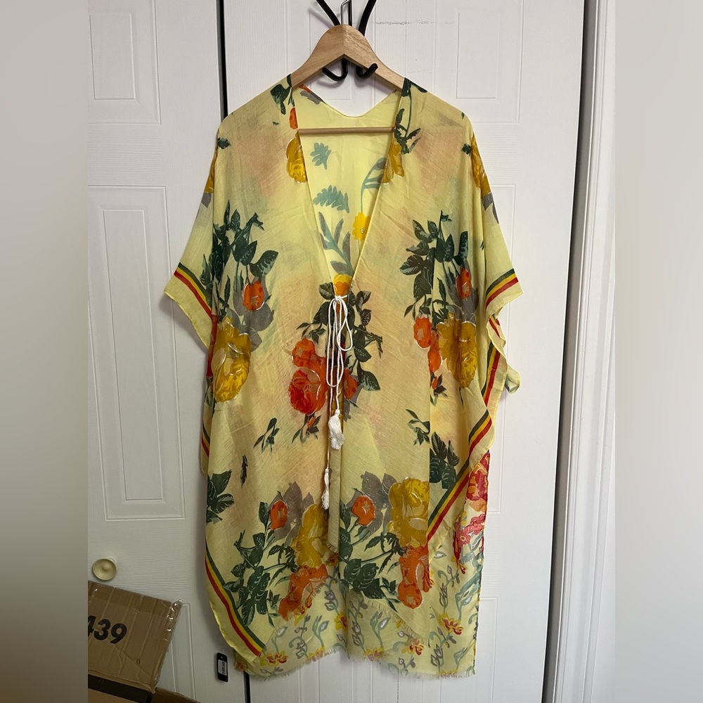 # 193 Floral Yellow Kimono Top